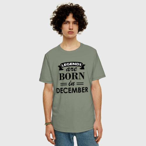 Мужская футболка хлопок Oversize Legends are born in december, цвет авокадо - фото 3