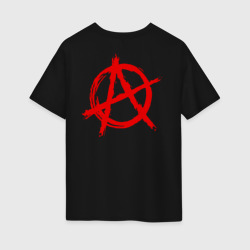 Женская футболка хлопок Oversize Анархия красный символ