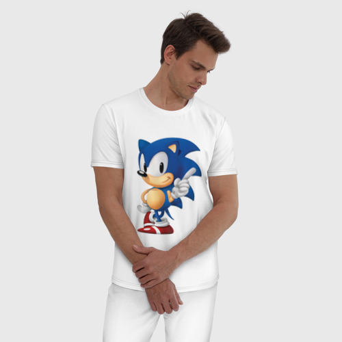 Мужская пижама хлопок с принтом SONIC, фото на моделе #1