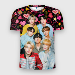 Мужская футболка 3D Slim I Love BTS