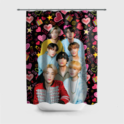 Штора 3D для ванной I Love BTS