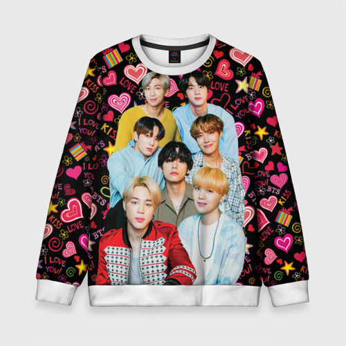 Детский свитшот 3D I Love BTS, цвет 3D печать