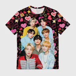 Мужская футболка 3D I Love BTS