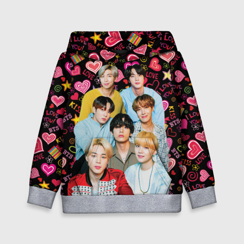 Детская толстовка 3D I Love BTS, цвет меланж