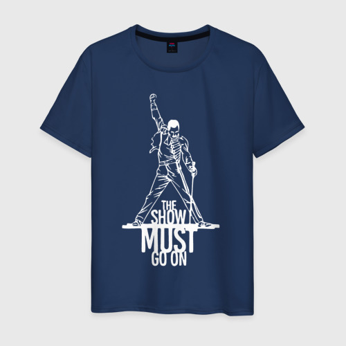 Мужская футболка хлопок Queen - The Show Must Go On, цвет темно-синий