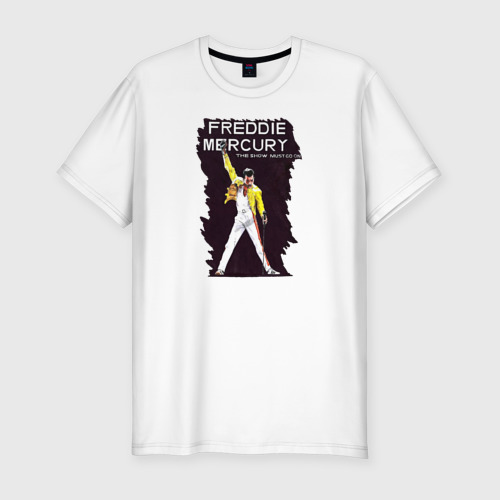 Мужская футболка хлопок Slim с принтом Freddie Mercury, вид спереди #2