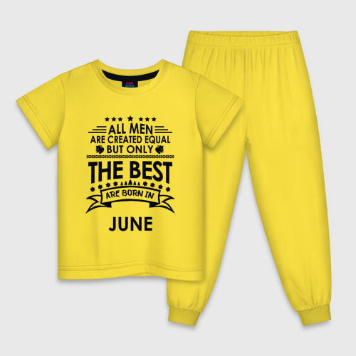 Детская пижама хлопок Лучшие рождаются в июне, цвет желтый