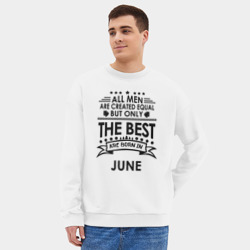 Мужской свитшот oversize без начеса хлопок Лучшие рождаются в июне - фото 2