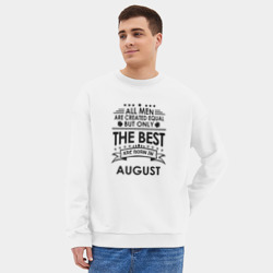 Мужской свитшот oversize без начеса хлопок Лучшие рождаются в августе - фото 2