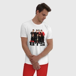 Мужская пижама с белой футболкой хлопок BTS - фото 2