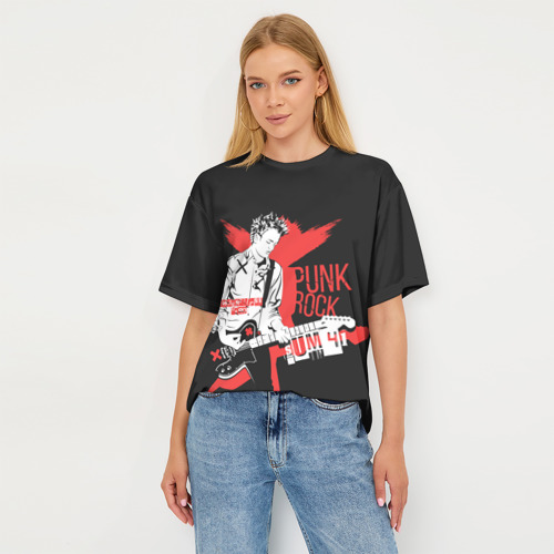 Женская футболка oversize 3D Punk-rock, цвет 3D печать - фото 5
