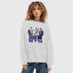 Женский свитшот oversize без начеса хлопок BTS - фото 2