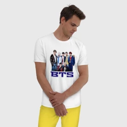 Мужская пижама с белой футболкой хлопок BTS - фото 2
