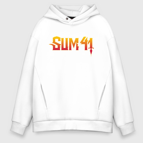 Мужское худи Oversize хлопок Logo SUM, цвет белый