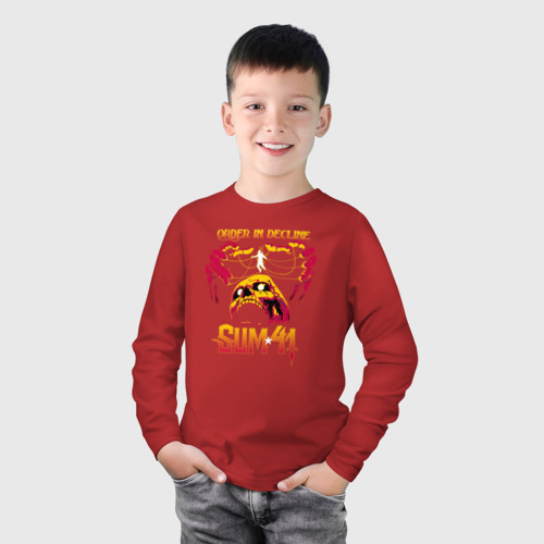 Детский лонгслив хлопок с принтом Sum 41  Order In Decline, фото на моделе #1