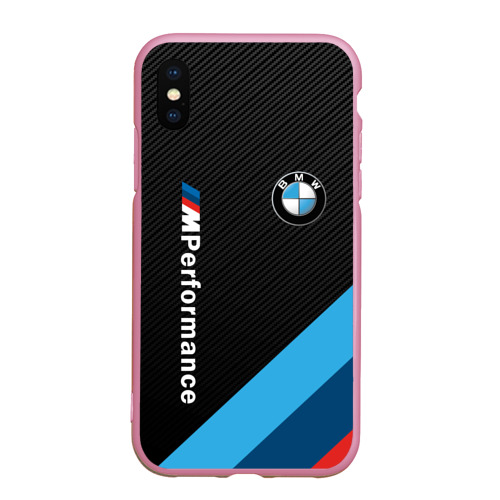 Чехол для iPhone XS Max матовый BmW m performance, цвет розовый