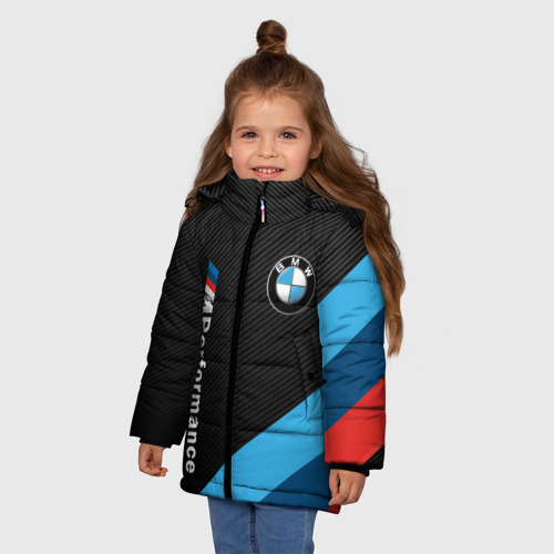 Зимняя куртка для девочек 3D BmW m performance, цвет черный - фото 3
