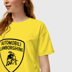 Женская футболка хлопок Oversize lamborghini Logo Dark - фото 2