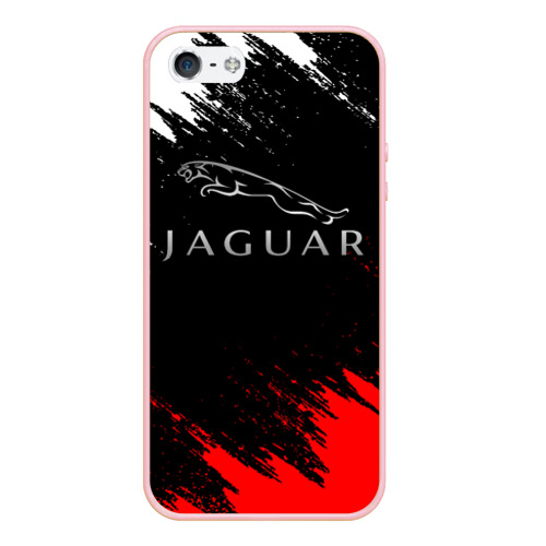 Чехол для iPhone 5/5S матовый Jaguar Ягуар, цвет светло-розовый