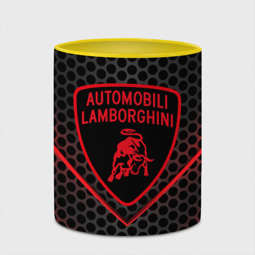 Кружка с полной запечаткой Lamborghini Ламборгини, цвет белый + желтый - фото 4