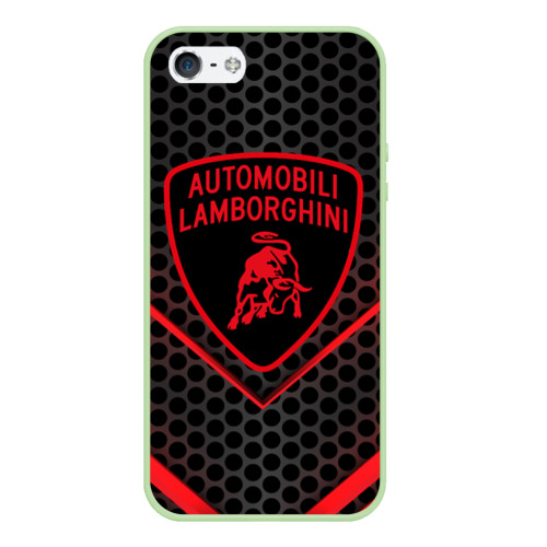 Чехол для iPhone 5/5S матовый Lamborghini Ламборгини, цвет салатовый