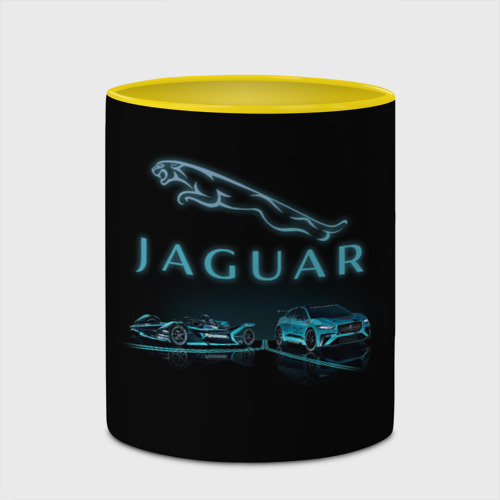 Кружка с полной запечаткой Jaguar Ягуар, цвет белый + желтый - фото 4