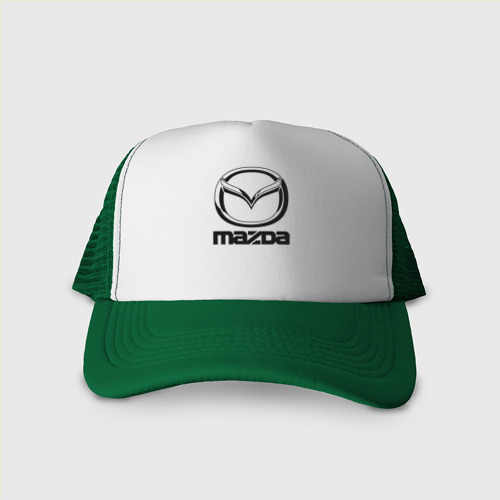 Кепка тракер с сеткой Mazda logo Мазда лого, цвет зеленый