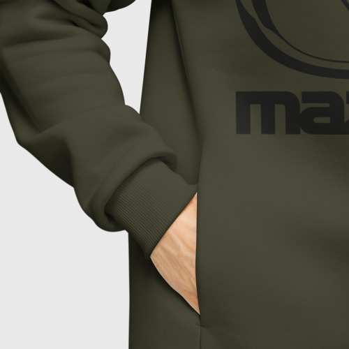 Мужское худи Oversize хлопок Mazda logo Мазда лого, цвет хаки - фото 8