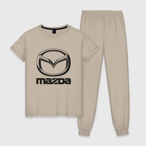 Женская пижама хлопок Mazda logo Мазда лого, цвет миндальный