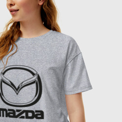 Женская футболка хлопок Oversize Mazda logo Мазда лого - фото 2
