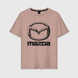 Женская футболка хлопок Oversize Mazda logo Мазда лого