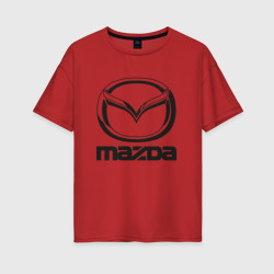 Женская футболка хлопок Oversize Mazda logo Мазда лого