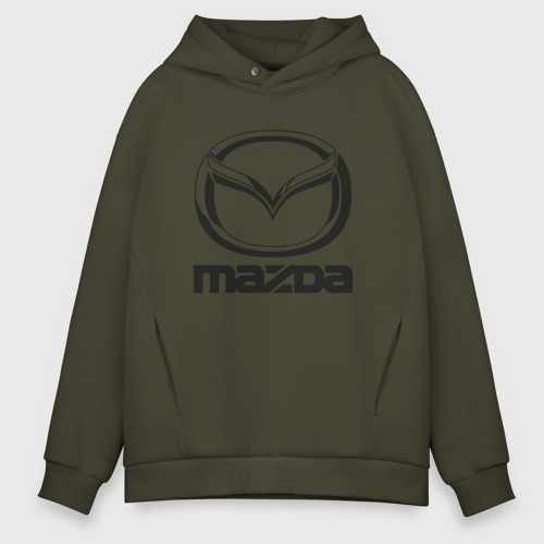 Мужское худи Oversize хлопок Mazda logo Мазда лого, цвет хаки