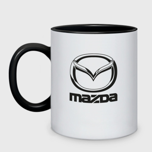 Кружка двухцветная Mazda logo Мазда лого, цвет белый + черный