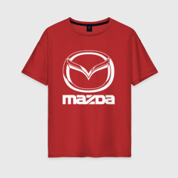 Женская футболка хлопок Oversize Mazda logo Мазда лого