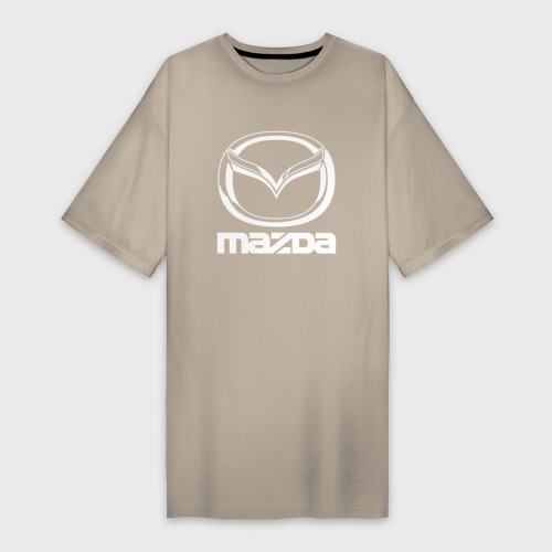 Платье-футболка хлопок Mazda logo Мазда лого, цвет миндальный