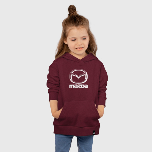 Детская толстовка хлопок Mazda logo Мазда лого, цвет меланж-бордовый - фото 4