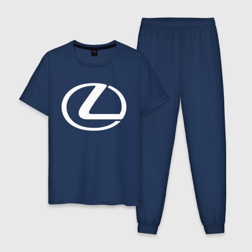 Мужская пижама хлопок Lexus logo Лексус, цвет темно-синий