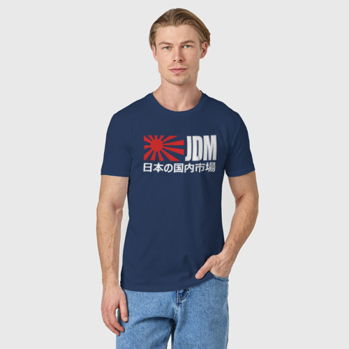 Мужская футболка хлопок JDM style, цвет темно-синий - фото 3