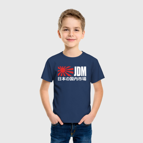 Детская футболка хлопок JDM style, цвет темно-синий - фото 3