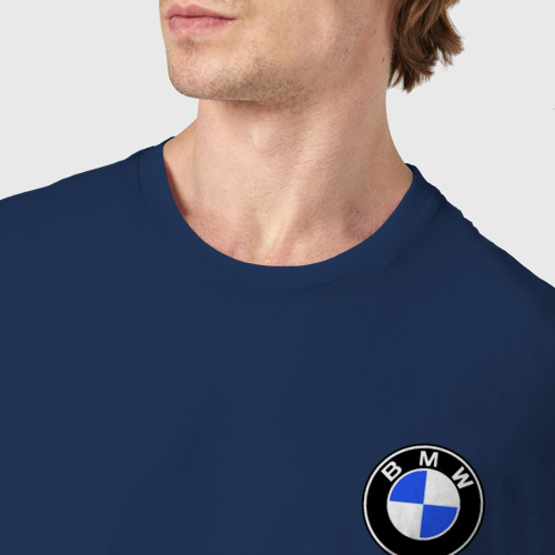 Мужская футболка хлопок BmW m performance 2020 БмВ м перформанс, цвет темно-синий - фото 6