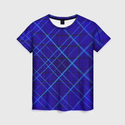 Женская футболка 3D Сине-черная геометрия 3D