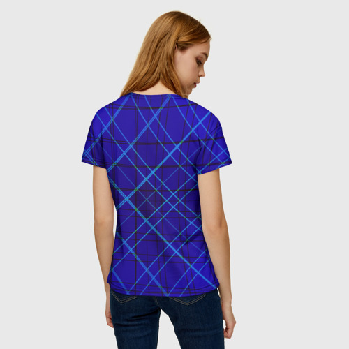 Женская футболка 3D Сине-черная геометрия 3D, цвет 3D печать - фото 4