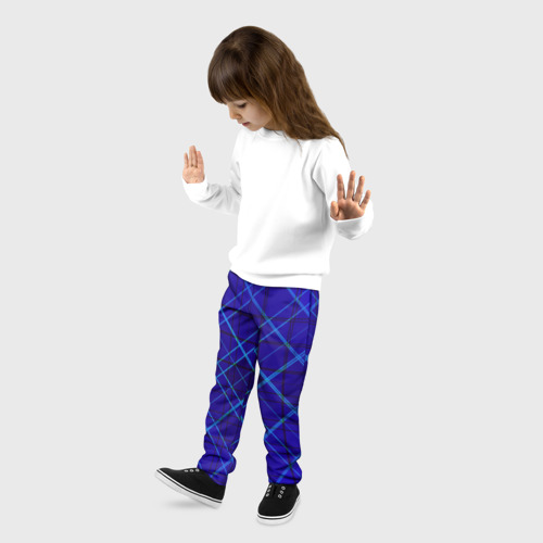 Детские брюки 3D Сине-черная геометрия 3D, цвет 3D печать - фото 3