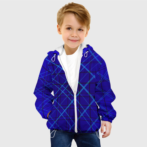 Детская куртка 3D Сине-черная геометрия 3D, цвет белый - фото 3