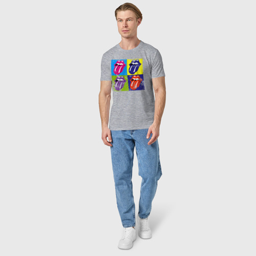 Мужская футболка хлопок Rolling Stones, цвет меланж - фото 5