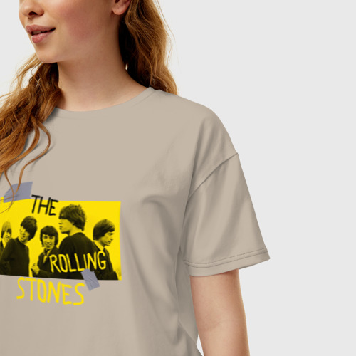 Женская футболка хлопок Oversize с принтом The Rolling Stones, фото на моделе #1