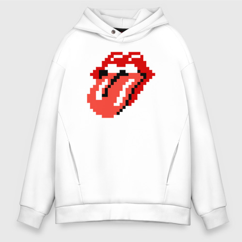 Мужское худи Oversize хлопок rolling stones, цвет белый