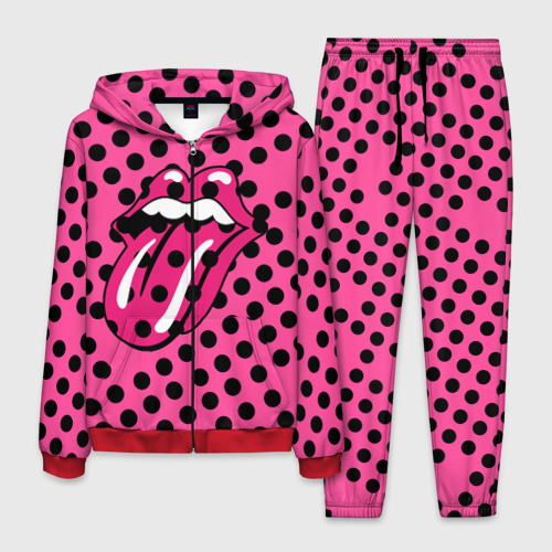 Мужской костюм 3D rolling stones pink logo, цвет красный