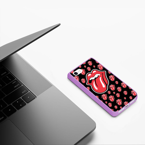 Чехол для iPhone 5/5S матовый Rolling Stones, цвет сиреневый - фото 5